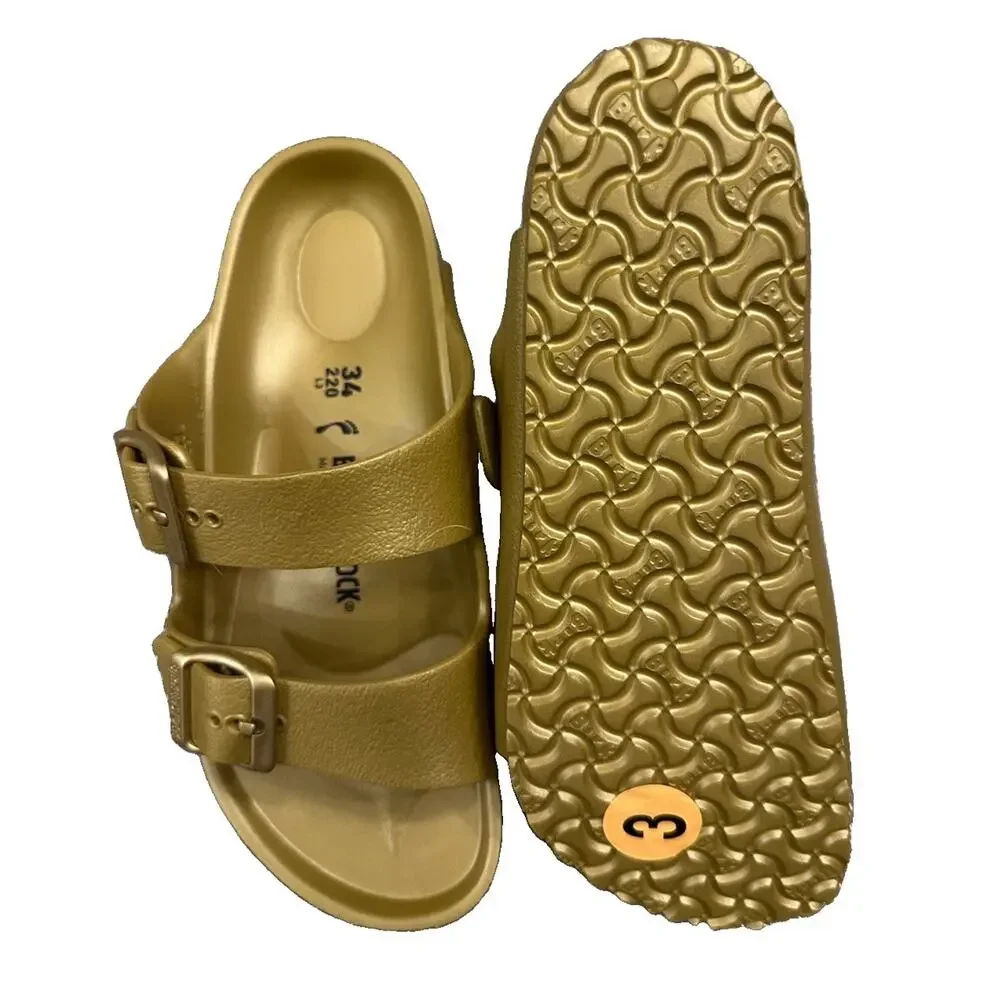 Birkenstock Arizona EVA Metallic Gold Sandals | Size EU 34 / US Kids 3
